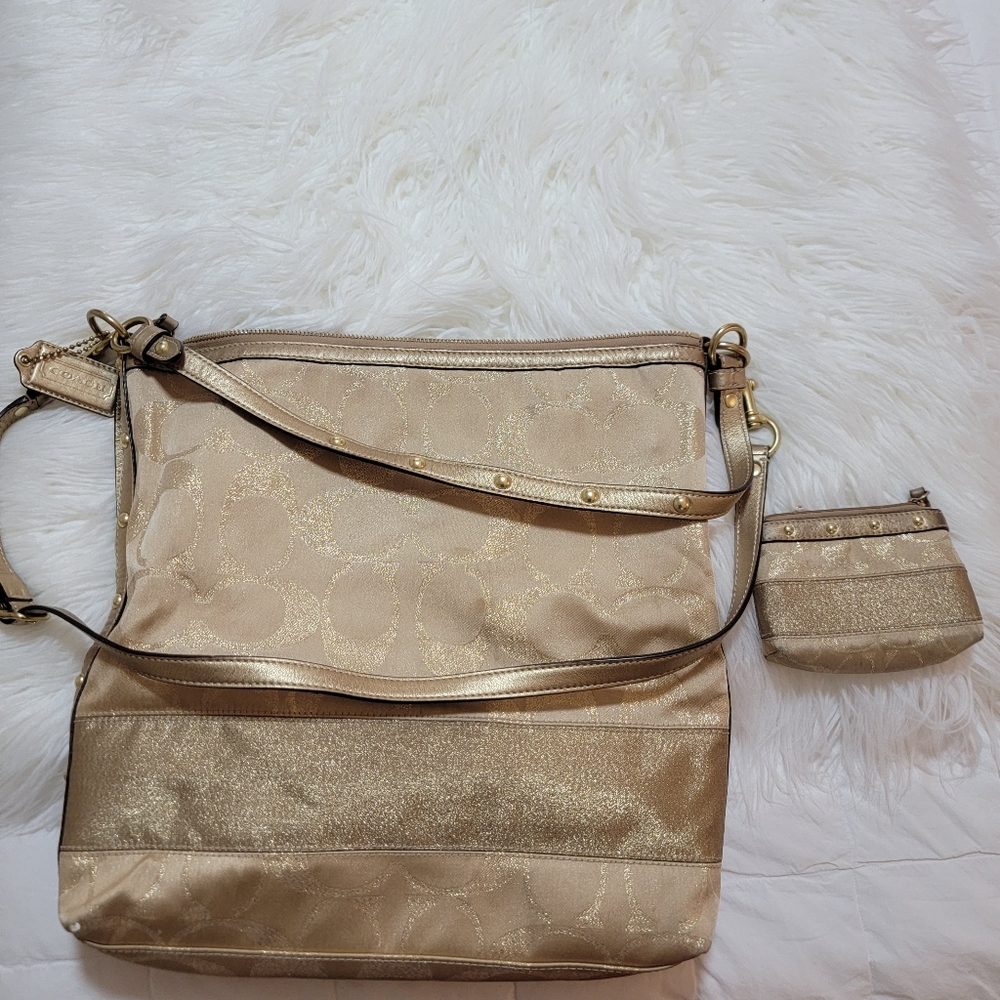 Authentic Gold Studded Coach bag